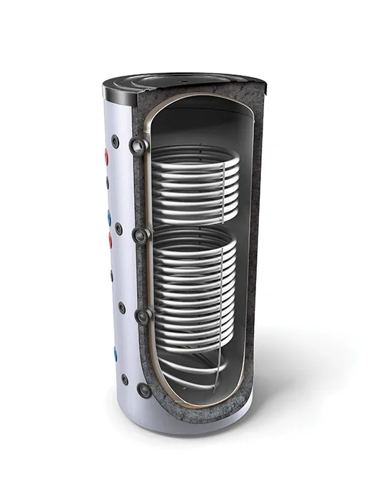 Buffertank 2000L voor verwarmingssystemen met 2 wisselaars